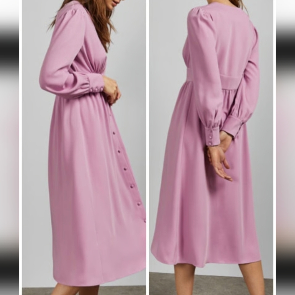 & Other Stories Mauve Button-Front Midi Dress - Picture 3 of 3